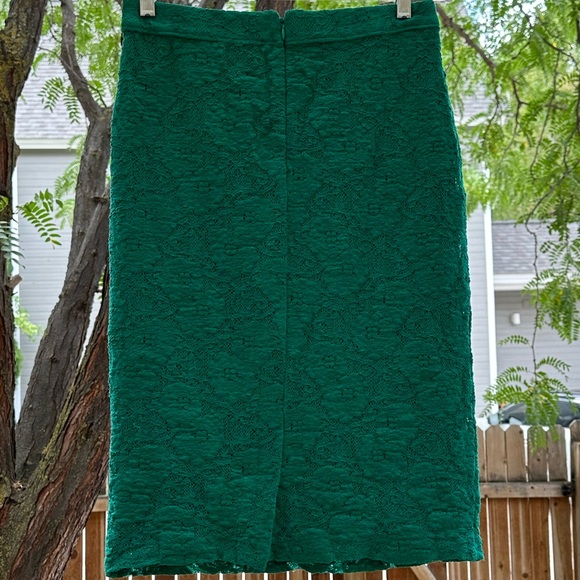 Anthropologie Maeve Floral Lace Midi Skirt size Small Green Turquoise Teal - Picture 13 of 16